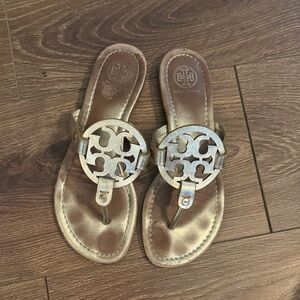 Tory Burch Metallic Gold Sandals - heavily worn